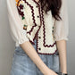 Flowers Embroidered Crochet Blouse Shirt