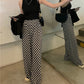 High Waist Black and White Plaid Long Pants