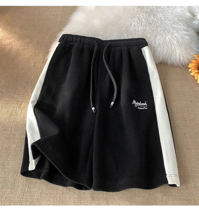 Striped Letter Embroidered Home Wear Shorts Pants