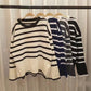 O-Neck Retro Striped Knitted Sweater