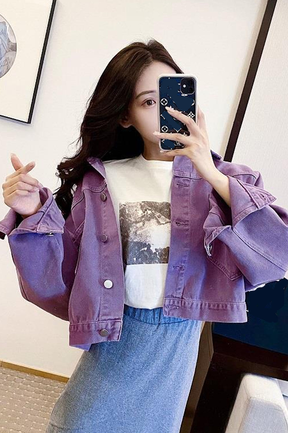 Cute Colors Casual Denim Jacket