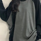 Long Sleeve O-Neck Contrast Grey Colors Shirts