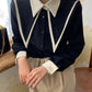 Long Sleeve Vintage Turn Down Collar Office Blouse Shirts