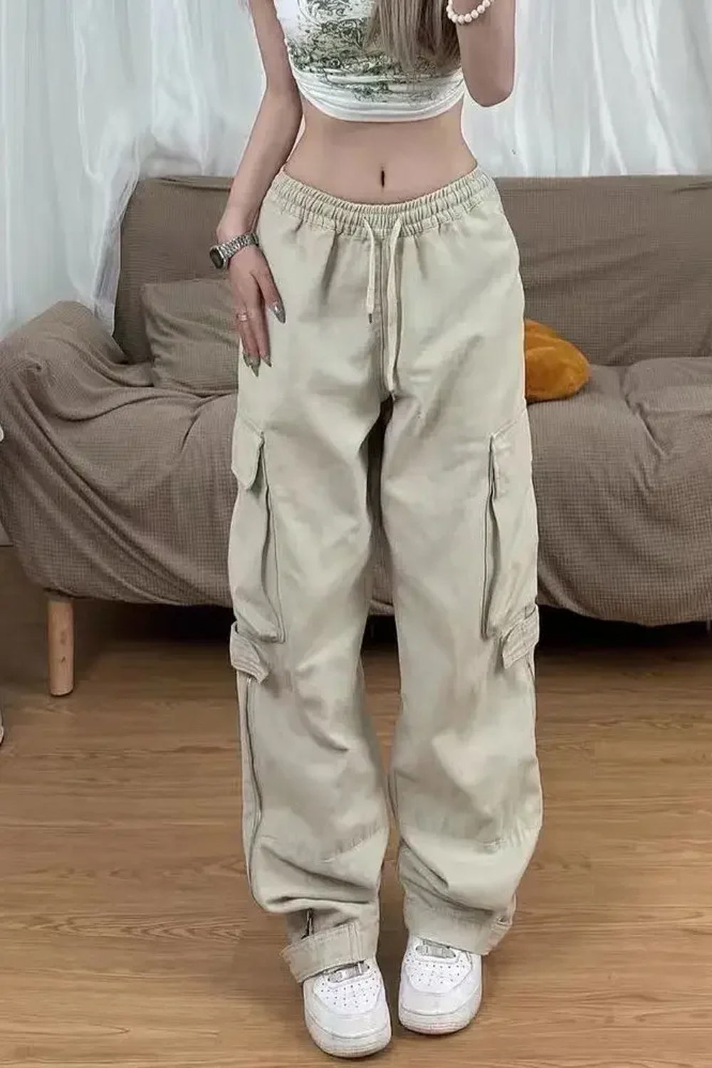 Side Zipper Cargo Pockets Long Pants