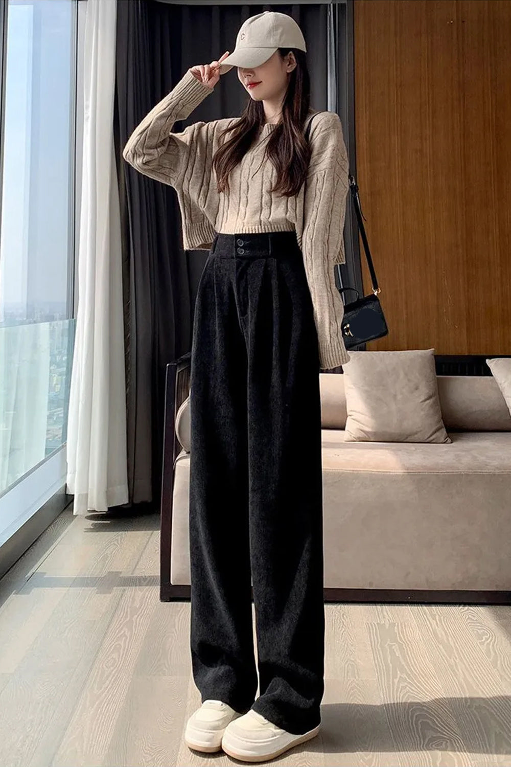 High Waist Velvet Warm Long Pants