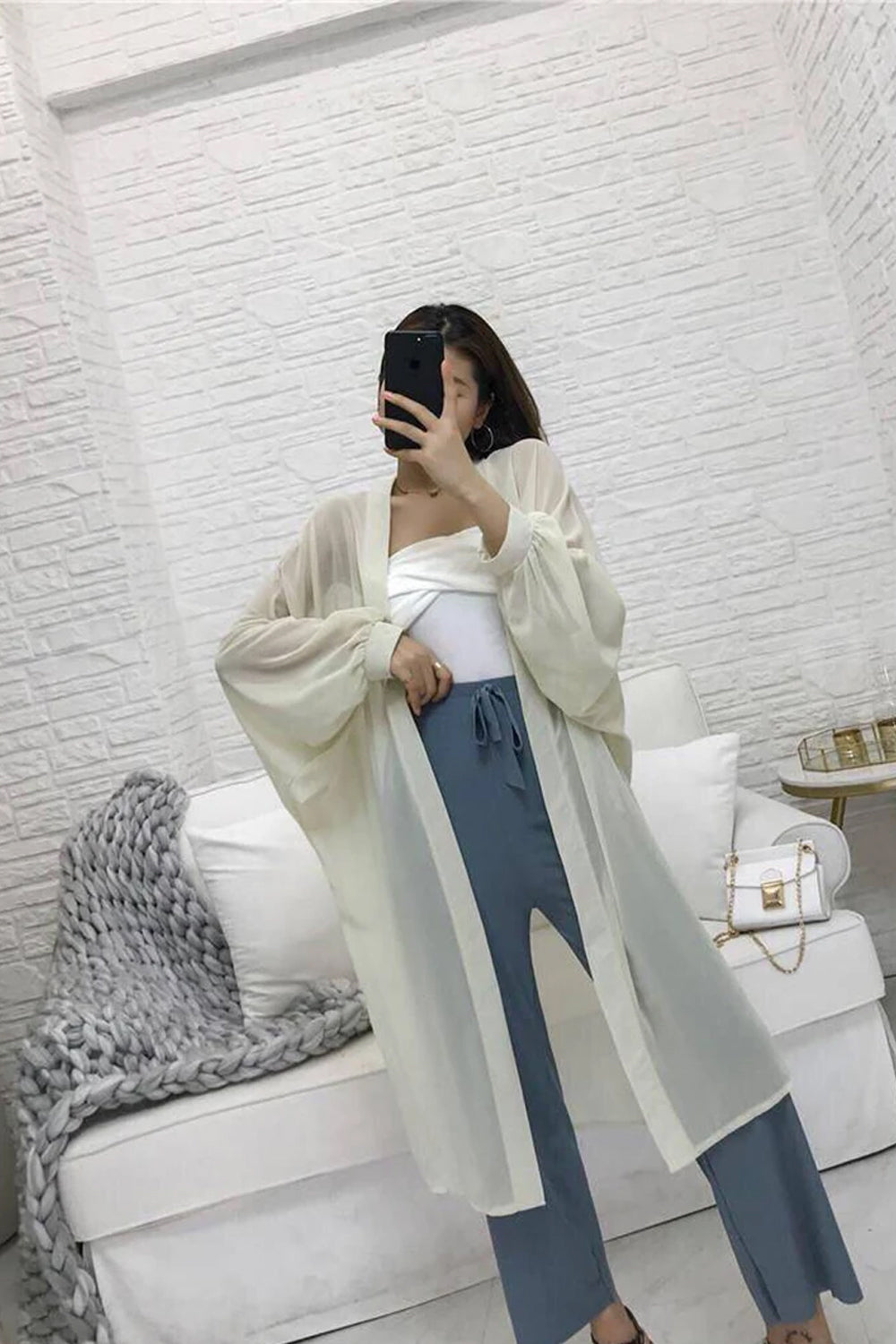 Long Chiffon Transparent Blouse Shirts