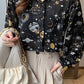 Long Sleeve Planets Printed Office Blouse Shirt