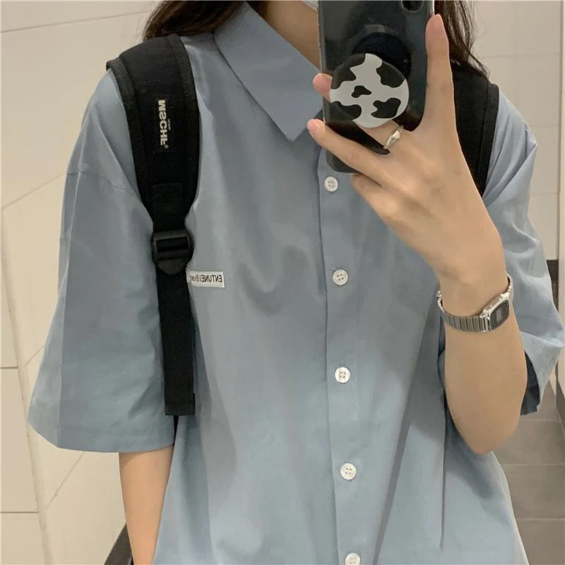 Loose Short Sleeve Basic Blouse Shirts