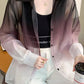 Long Sleeve Gradient Colors Transparent Blouse Shirts