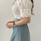 Short Sleeve Notched Style Lace Embroidered Shirt