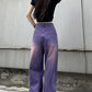 High Waist Retro Purple Long Jeans Pants