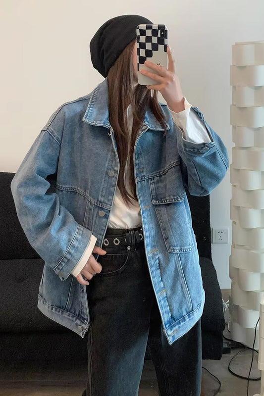 Loose Style Casual Denim Jeans Jacket