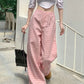 Loose Elegant Pink Plaid Pants