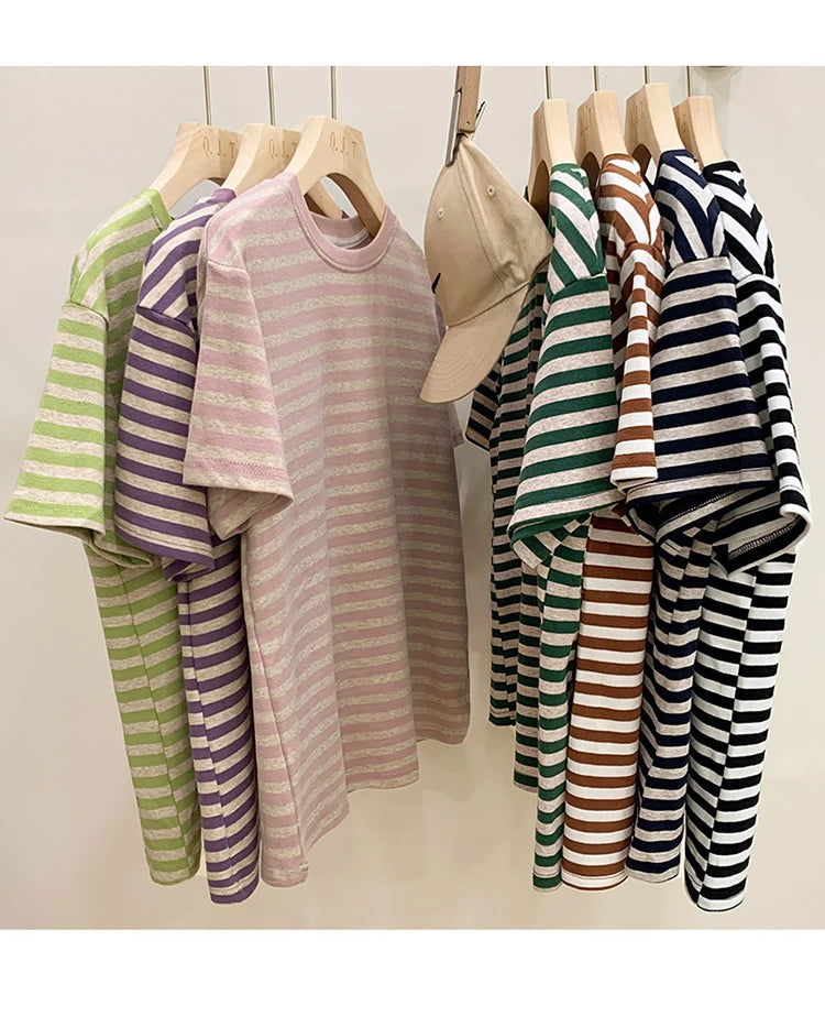 Short Sleeve Colors Striped Shirts