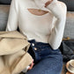 Long Sleeve Sexy Cut Out Mock Neck Knitted Sweater