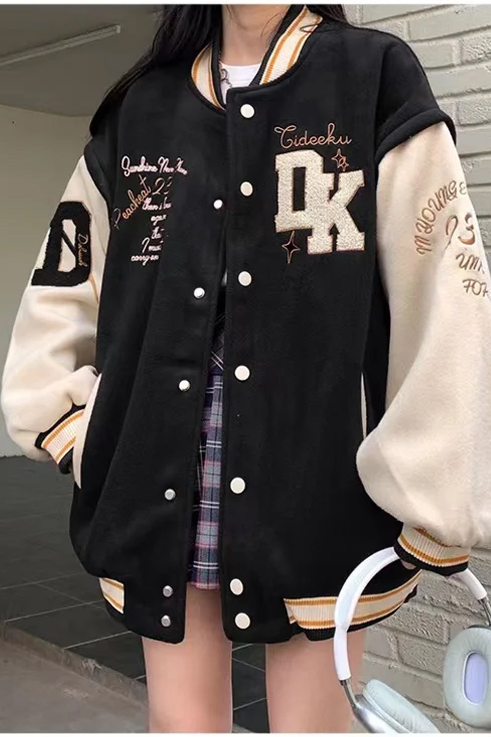 Retro Letter Embroidered Baseball Jacket