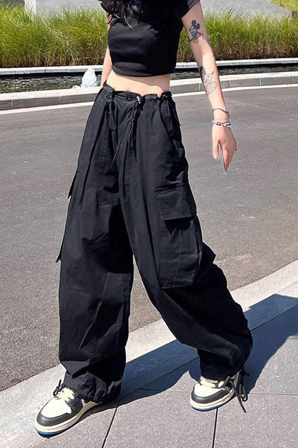 High Waist Loose Cargo Pockets Jogger Pants