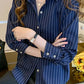 Long Sleeve Classic Striped Office Blouse Shirts