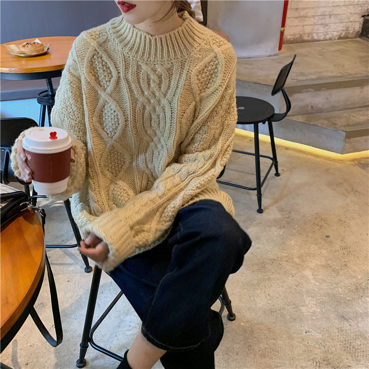 Vintage Classic Solid O-Neck Sweater