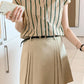 Striped Pattern Sleeveless Office Blouse Shirt