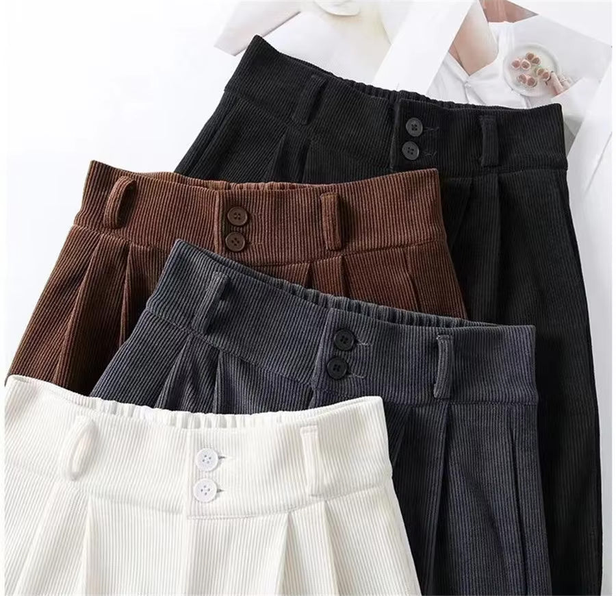 High Waist Loose Retro Corduroy Pants