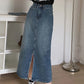 High Waist Retro Split A-Line Denim Skirts