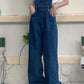 Vintage Loose Wide Leg Blue Denim Jumpsuits