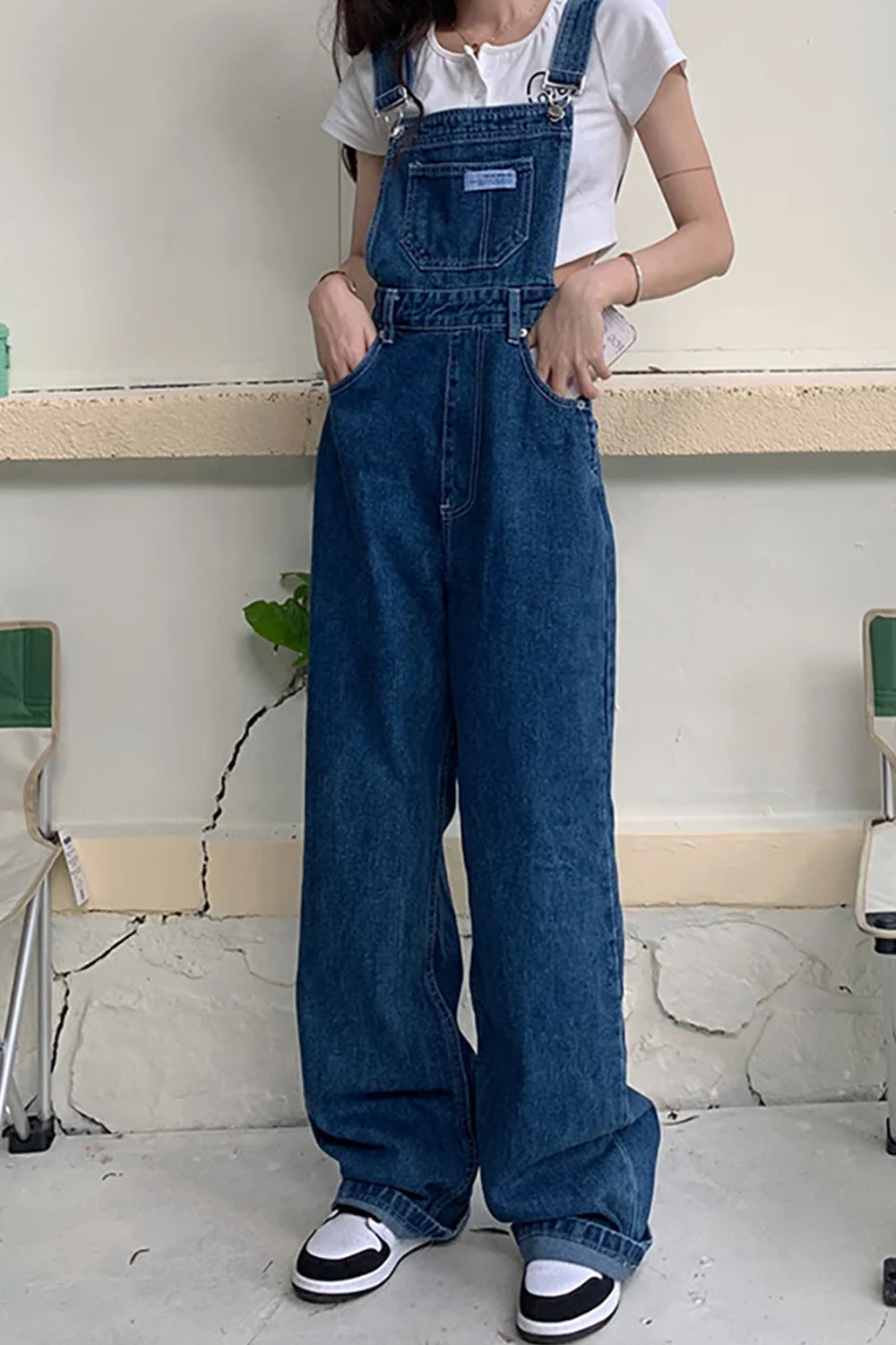 Vintage Loose Wide Leg Blue Denim Jumpsuits