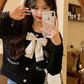 Long Sleeve Bow Extended Knitted Sweater