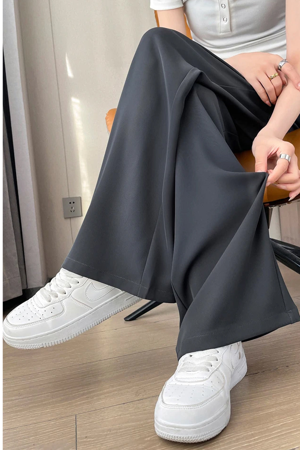 High Waist Loose Wide Leg Office Pants