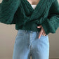 Long Sleeve V-Neck Irregular Button Knitted Cardigan Sweater