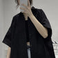 Loose Retro Solid Black Blouse Shirts