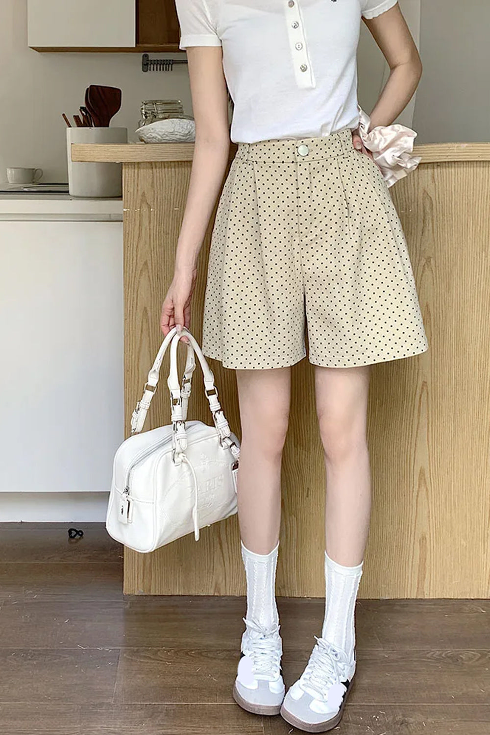 High Waist Dot Full Pattern Shorts Pants