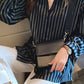 Long Sleeve Dark Color Striped Blouse Shirts