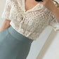 Short Sleeve Notched Style Lace Embroidered Shirt