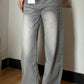 High Waist Vintage Washed Light Grey Jeans Pants