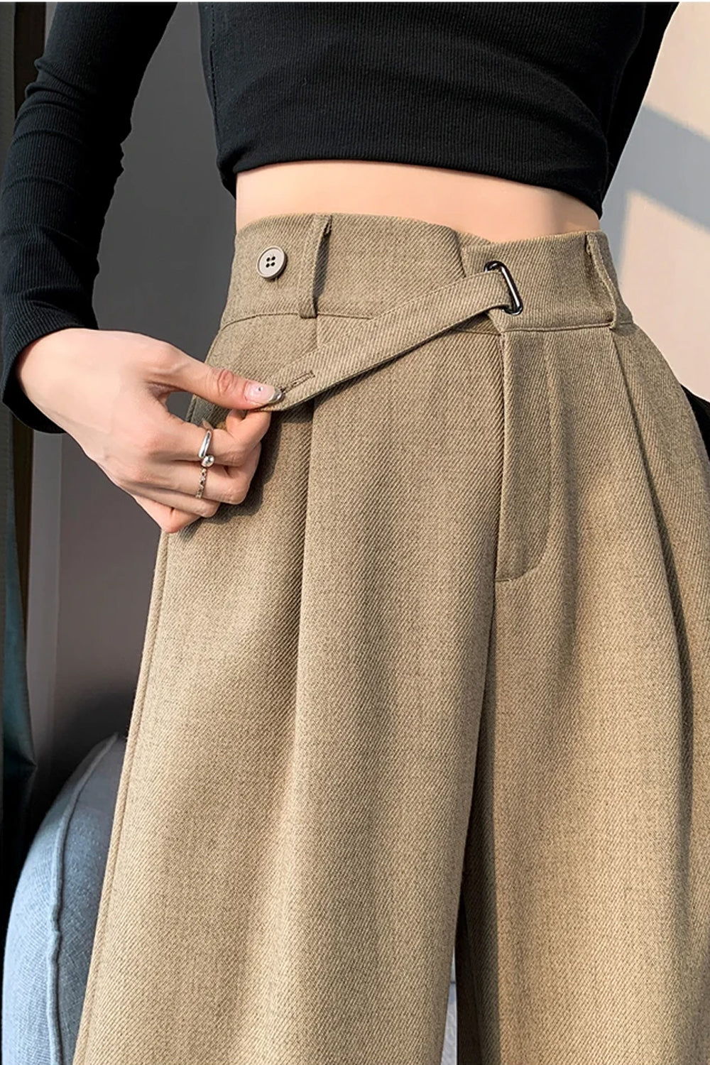 High Waist Belted Elegant Loose Pants