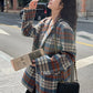 Vintage Mid Length Plaid Coat Jacket