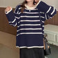 O-Neck Retro Striped Knitted Sweater