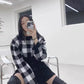 Long Sleeve Checkerboard Knitted Cropped Sweater