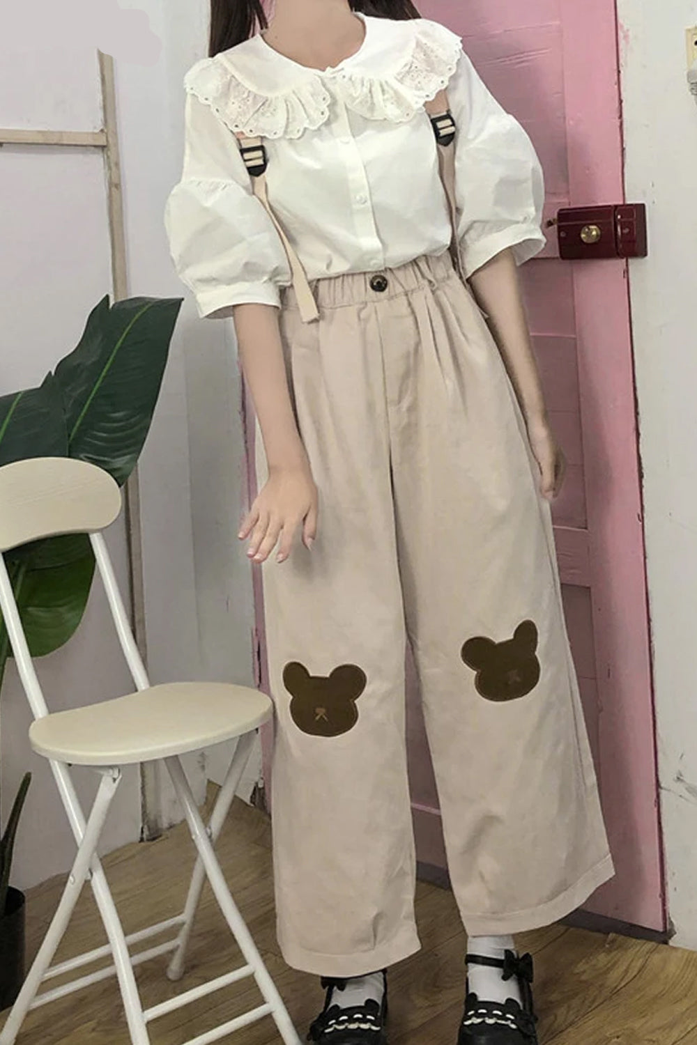 Loose Cute Cartoon Bear Ankle Pants