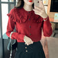 Cute Ruffled Peter Pan Collar Slim Sweater