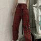 High Waist Red Plaid Hip Hop Pants