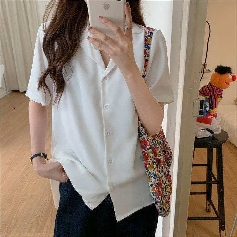 Cute Colors Notched Collar Blouse Shirt