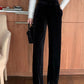 High Waist Long Office Velvet Pants