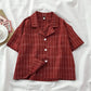 Short Sleeve Retro Summer Plaid Shirt