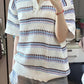 Loose Striped Hollow Out Style Shirts