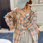 Long Sleeve Light Plaid Colors Blouse Shirt