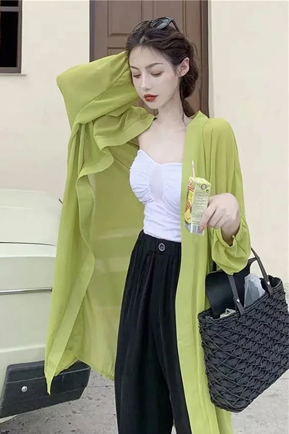 Long Chiffon Transparent Blouse Shirts