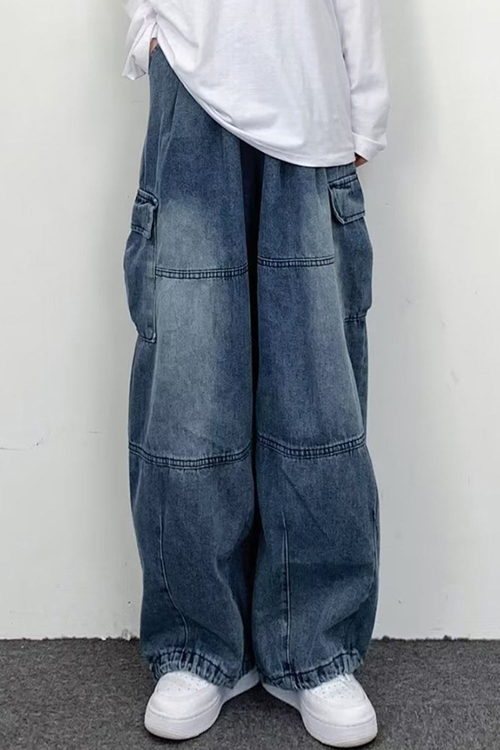 Loose Side Pockets Casual Jeans Pants